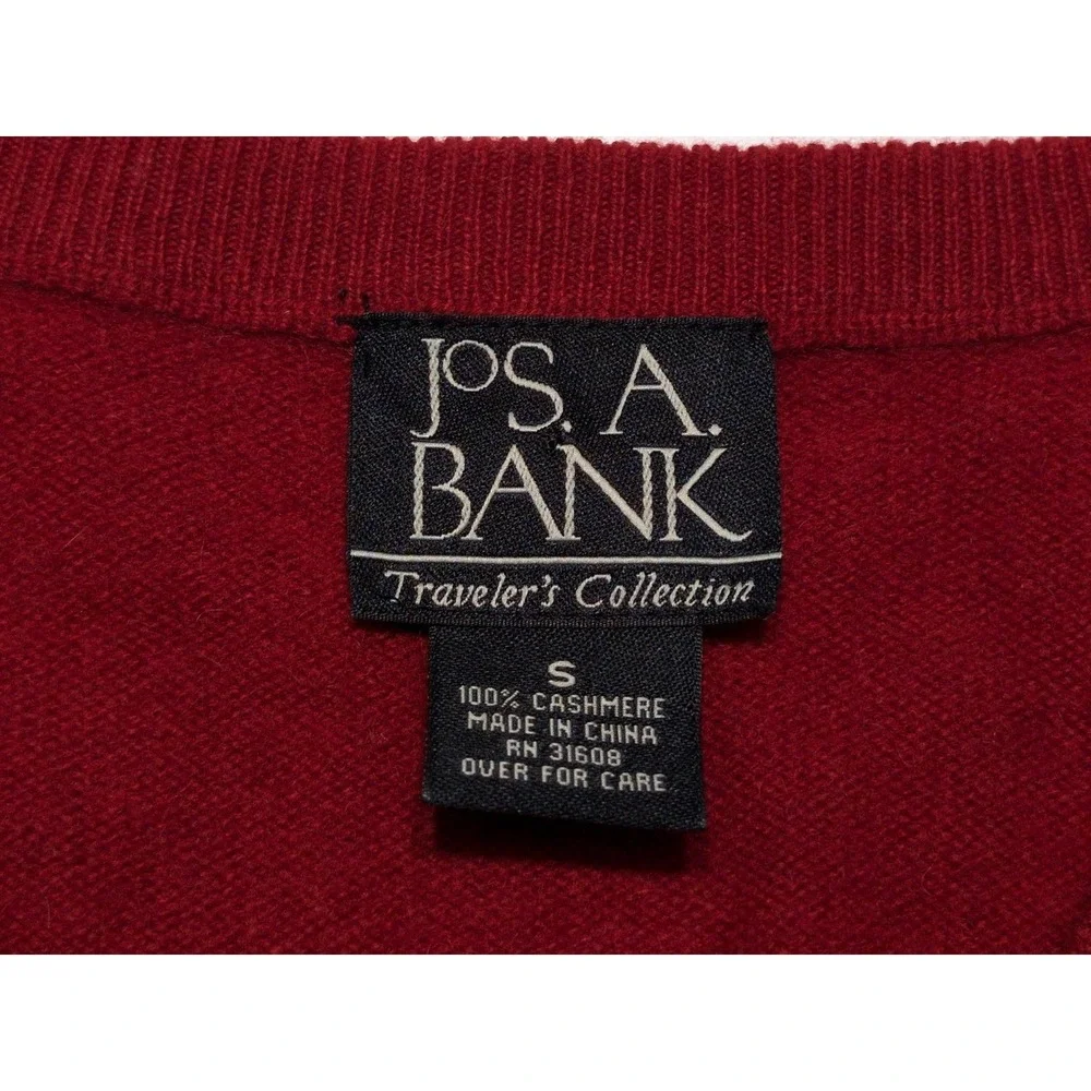 JOS A BANK 100% Cashmere Sweater Men's Small S Crewneck Red ~ Flaws
